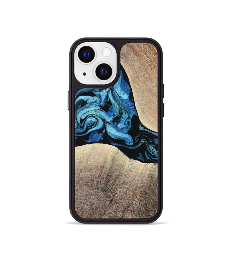 iPhone 13 mini Wood Phone Case - Michel (Blue, 801052)