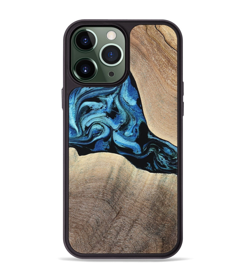iPhone 13 Pro Max Wood Phone Case - Michel (Blue, 801052)