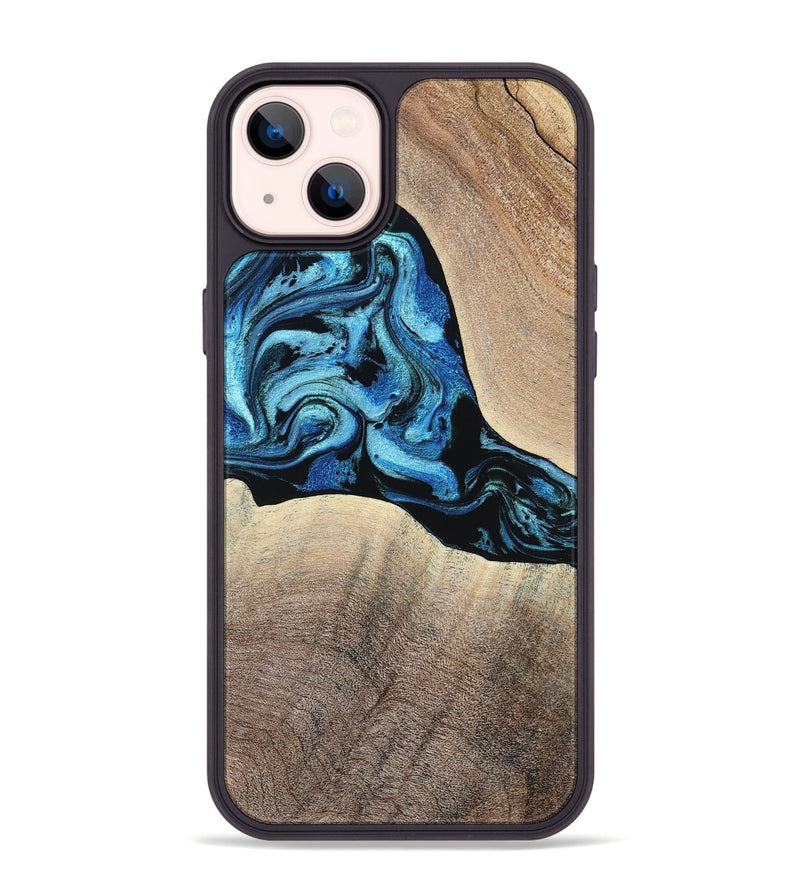 iPhone 14 Plus Wood Phone Case - Michel (Blue, 801052)