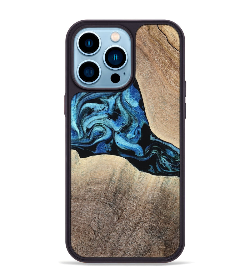 iPhone 14 Pro Max Wood Phone Case - Michel (Blue, 801052)