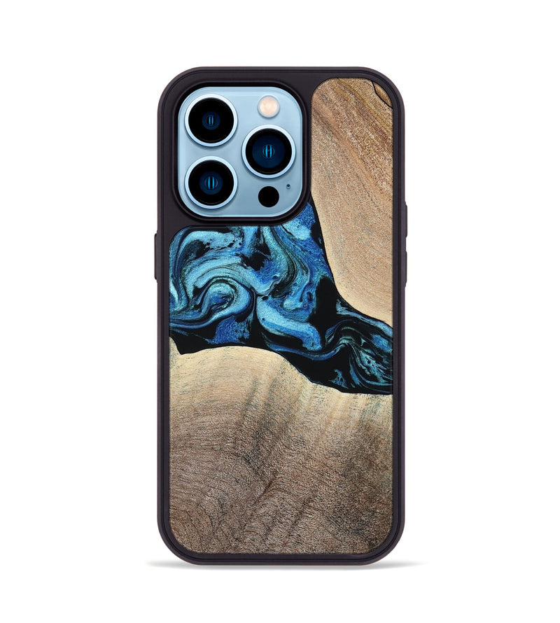 iPhone 14 Pro Wood Phone Case - Michel (Blue, 801052)
