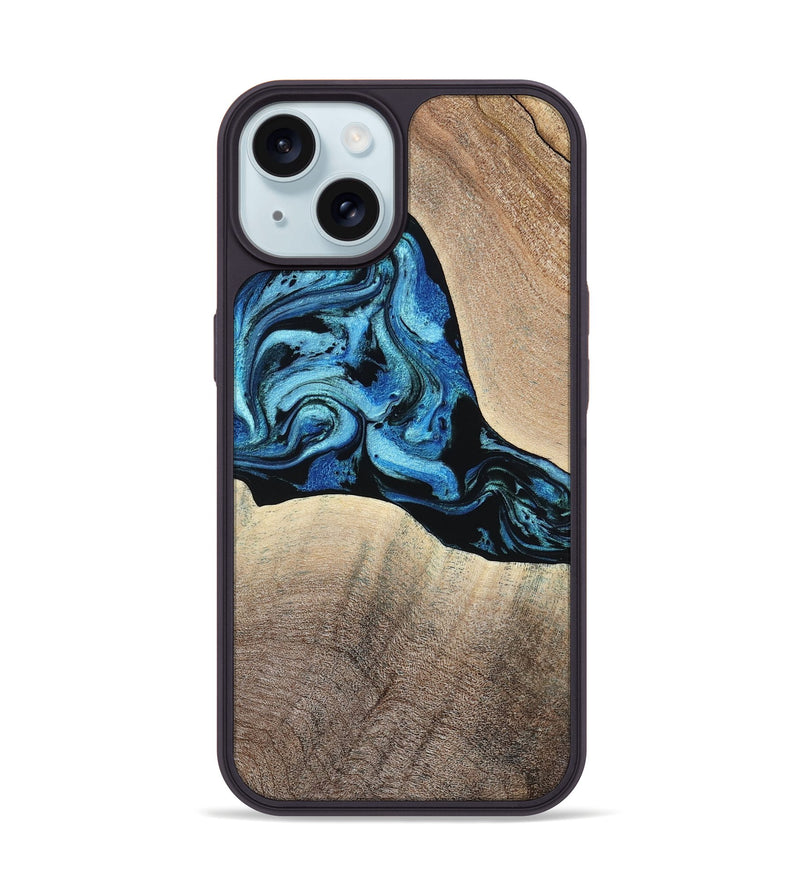 iPhone 15 Wood Phone Case - Michel (Blue, 801052)