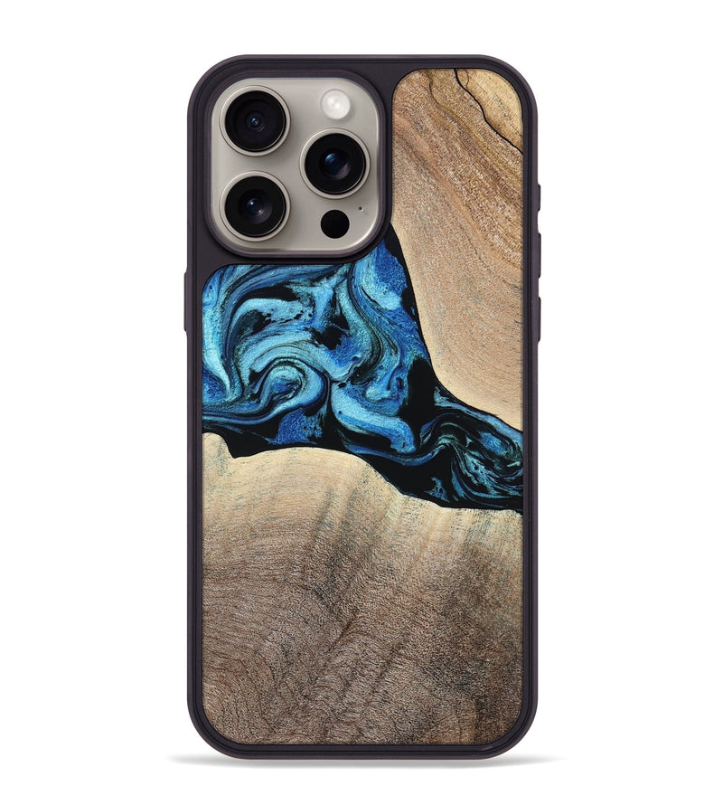 iPhone 15 Pro Max Wood Phone Case - Michel (Blue, 801052)