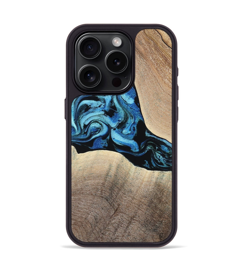 iPhone 15 Pro Wood Phone Case - Michel (Blue, 801052)