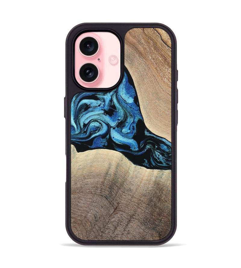 iPhone 16 Wood Phone Case - Michel (Blue, 801052)