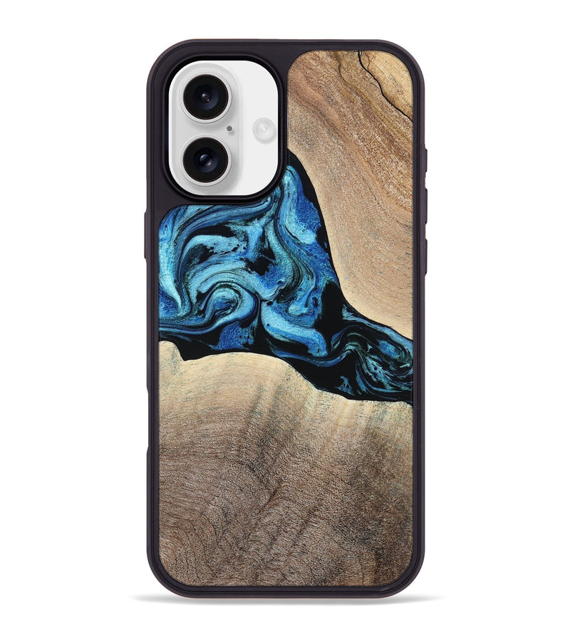 iPhone 16 Plus Wood Phone Case - Michel (Blue, 801052)