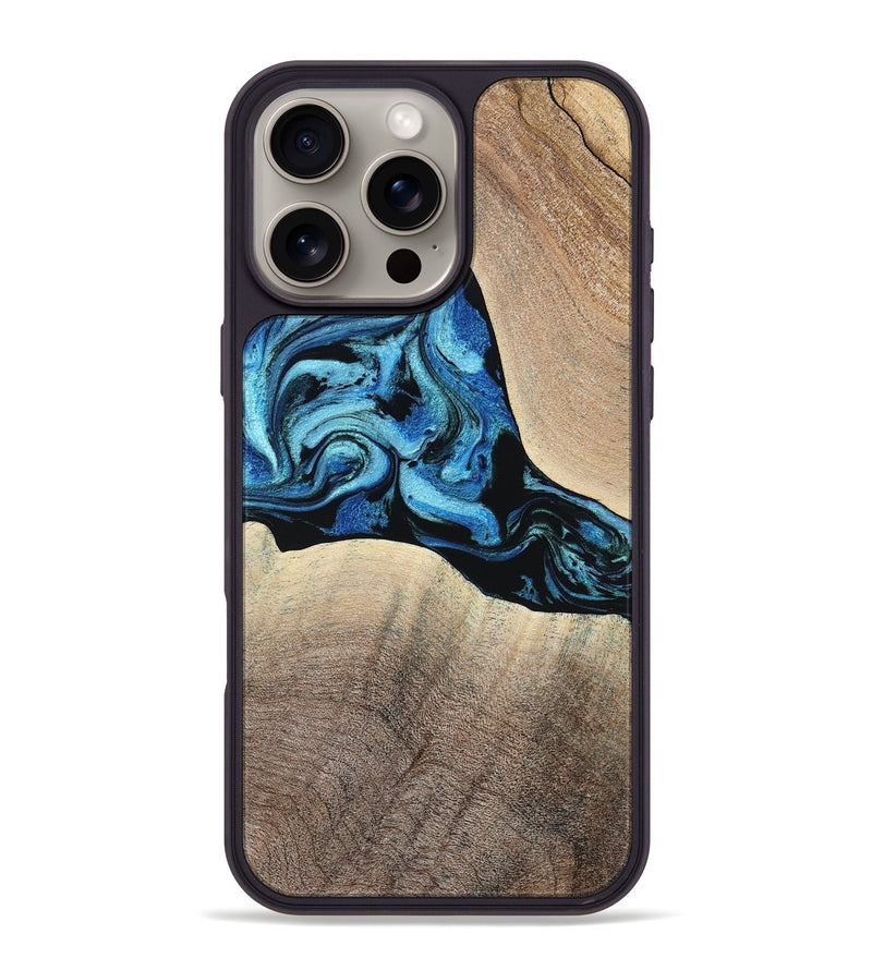 iPhone 16 Pro Max Wood Phone Case - Michel (Blue, 801052)