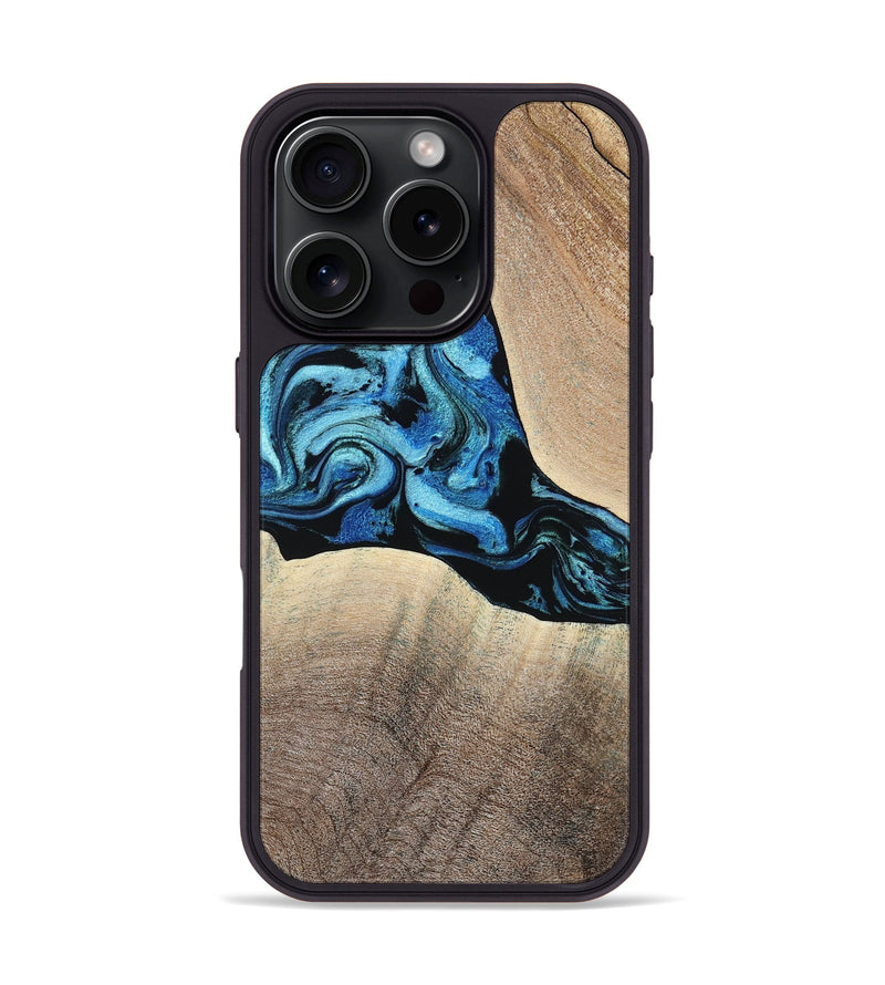 iPhone 16 Pro Wood Phone Case - Michel (Blue, 801052)