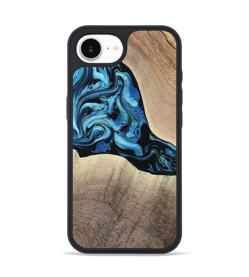 iPhone 16e Wood Phone Case - Michel (Blue, 801052)