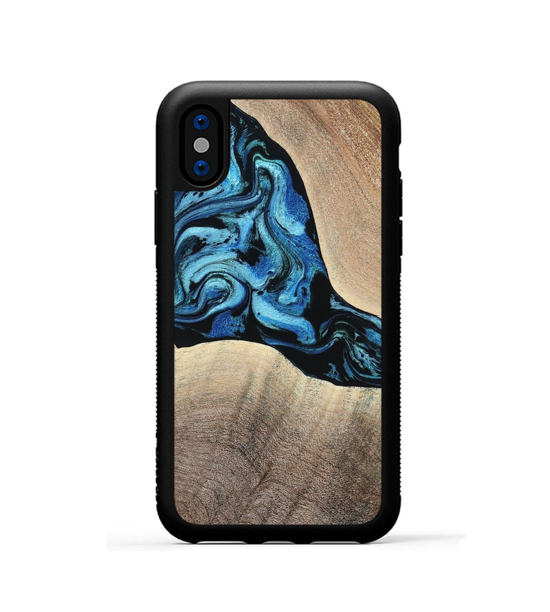 iPhone Xs Wood Phone Case - Michel (Blue, 801052)