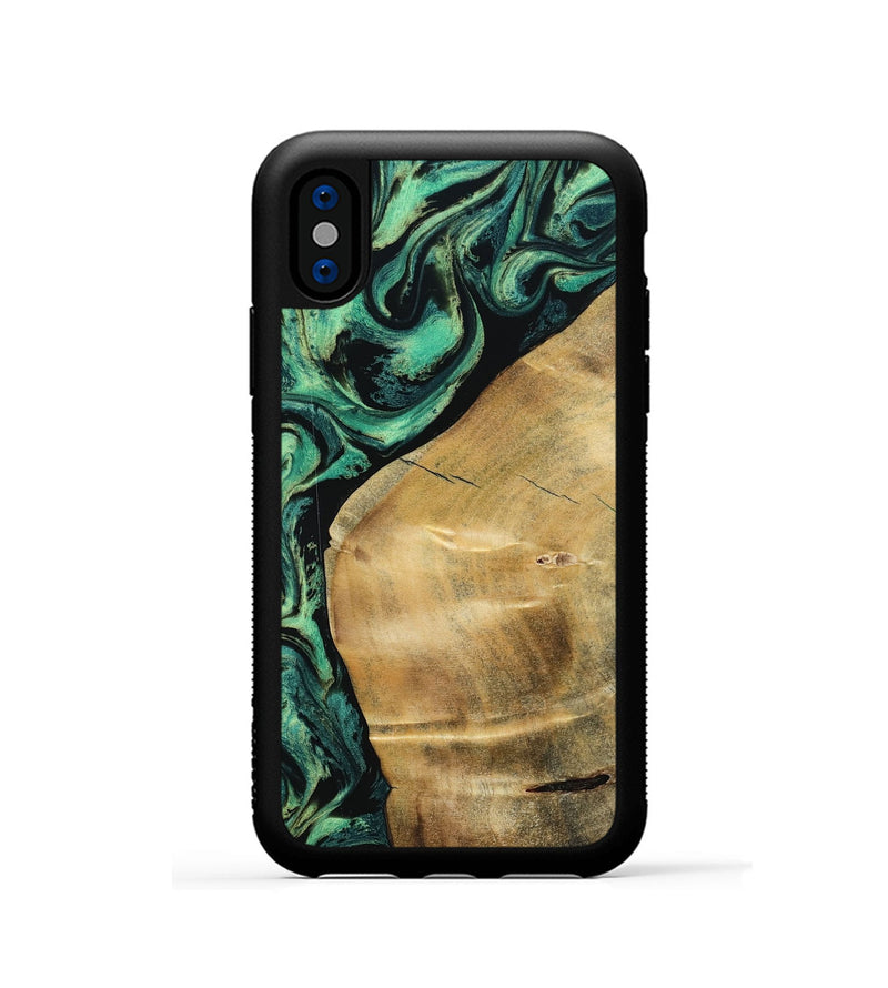 iPhone Xs Wood Phone Case - Reid (Green, 801054)