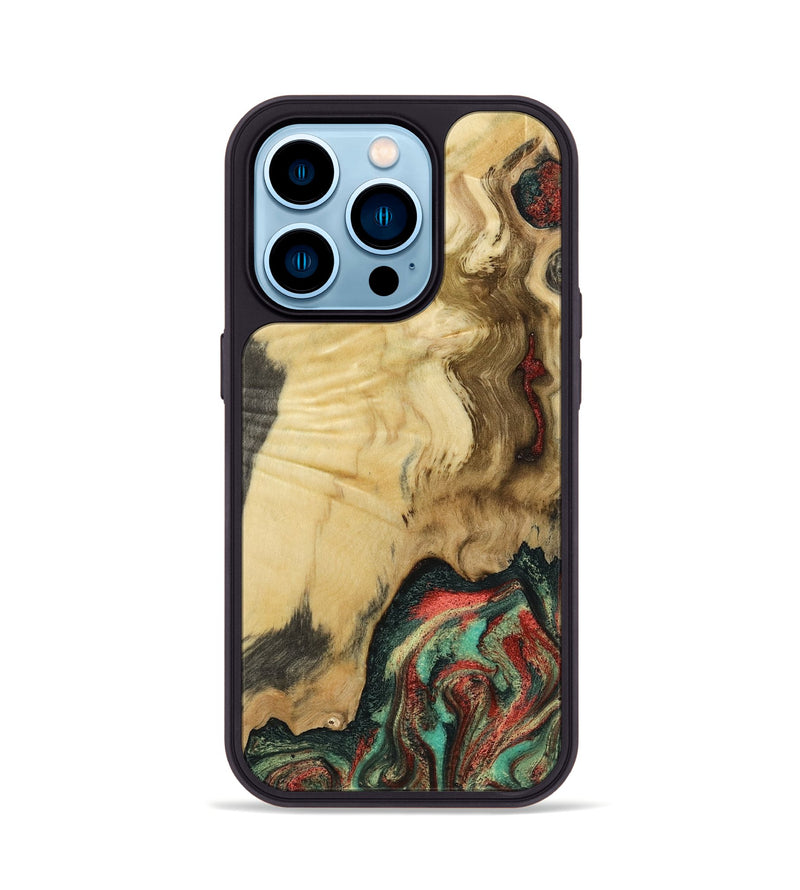 iPhone 14 Pro Wood Phone Case - Leonora (Green, 801057)