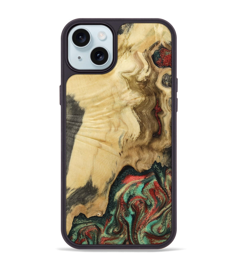 iPhone 15 Plus Wood Phone Case - Leonora (Green, 801057)
