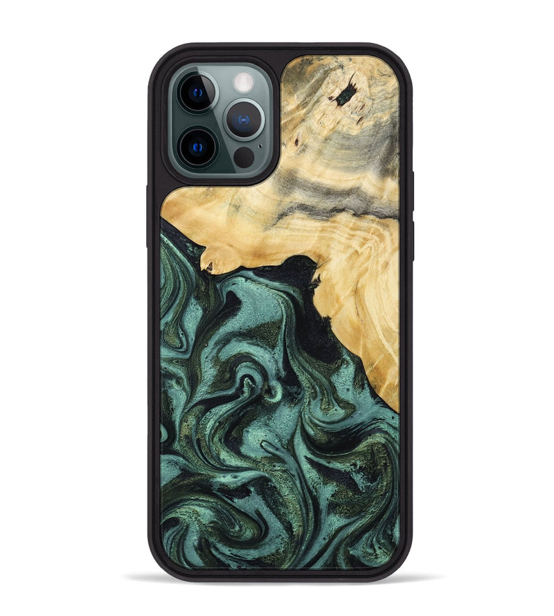iPhone 12 Pro Max Wood Phone Case - Brinley (Green, 801058)