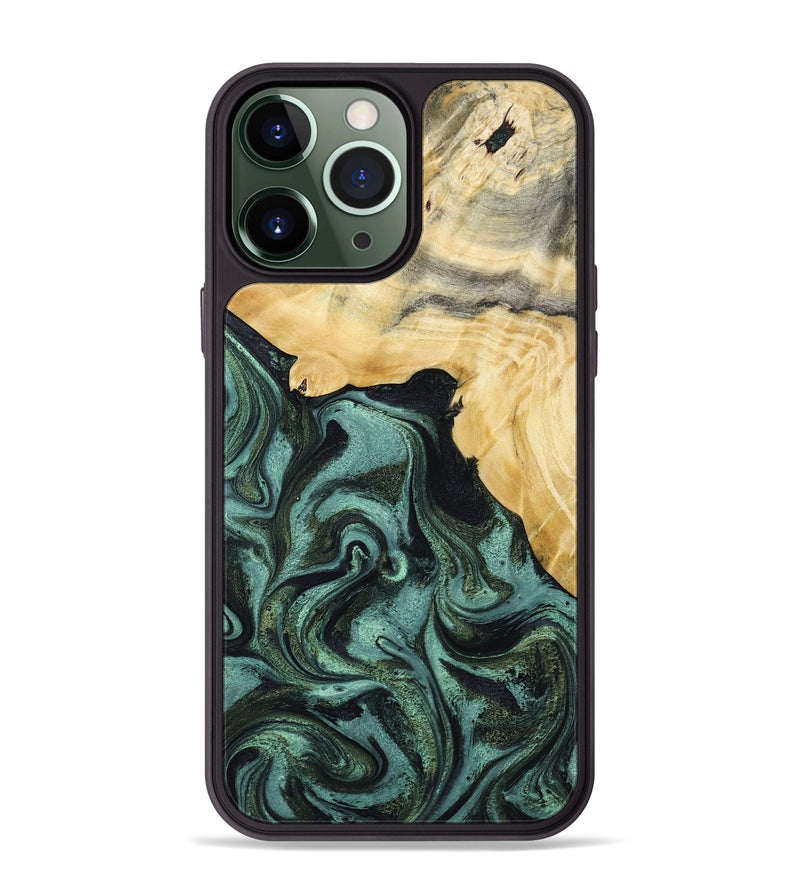 iPhone 13 Pro Max Wood Phone Case - Brinley (Green, 801058)