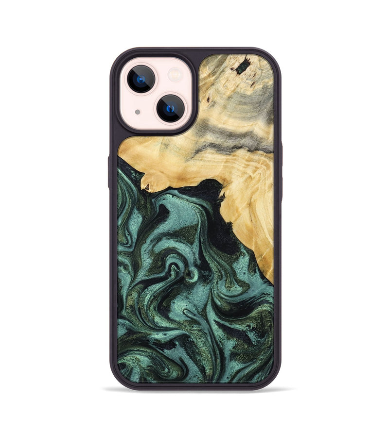 iPhone 14 Wood Phone Case - Brinley (Green, 801058)