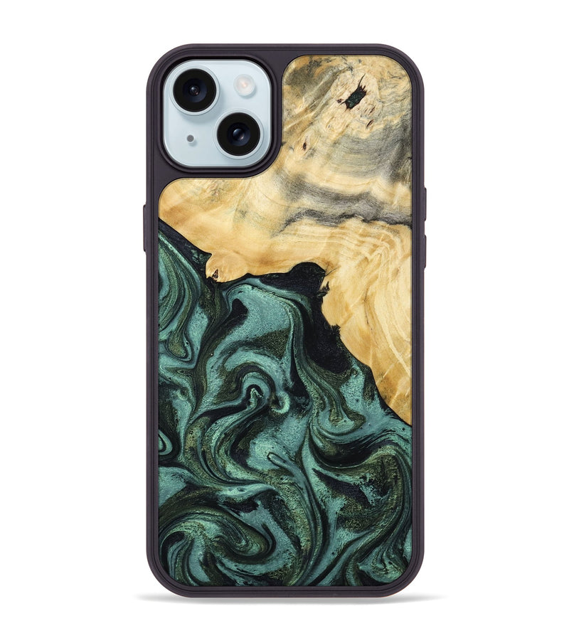 iPhone 15 Plus Wood Phone Case - Brinley (Green, 801058)