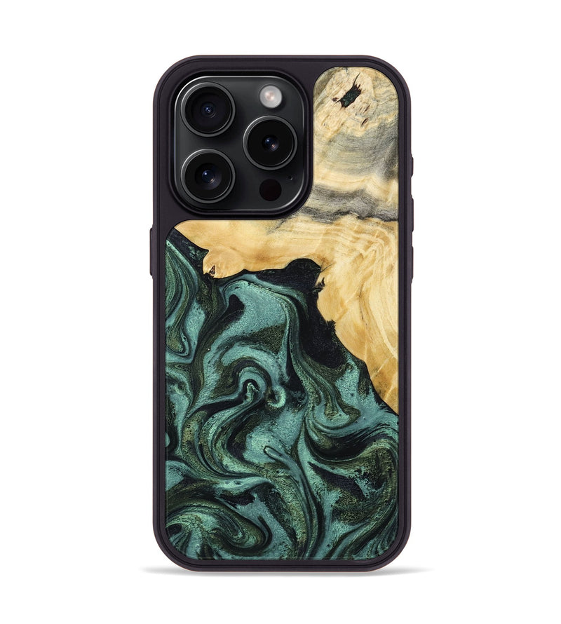 iPhone 15 Pro Wood Phone Case - Brinley (Green, 801058)