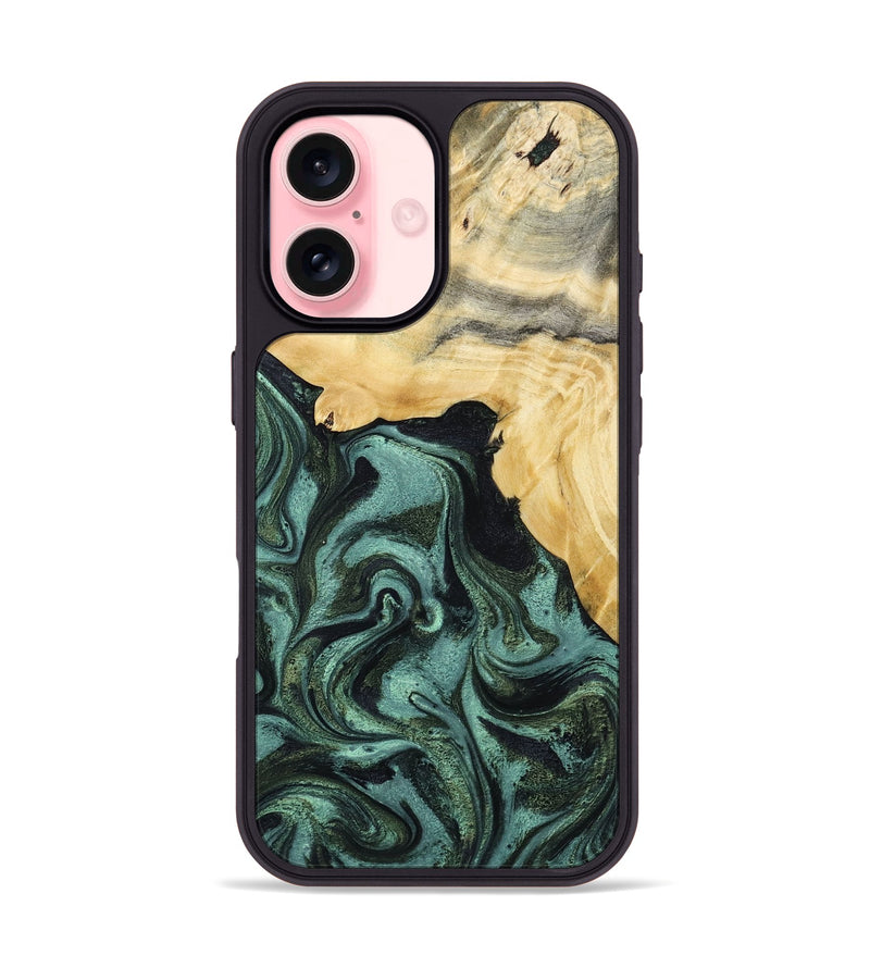 iPhone 16 Wood Phone Case - Brinley (Green, 801058)