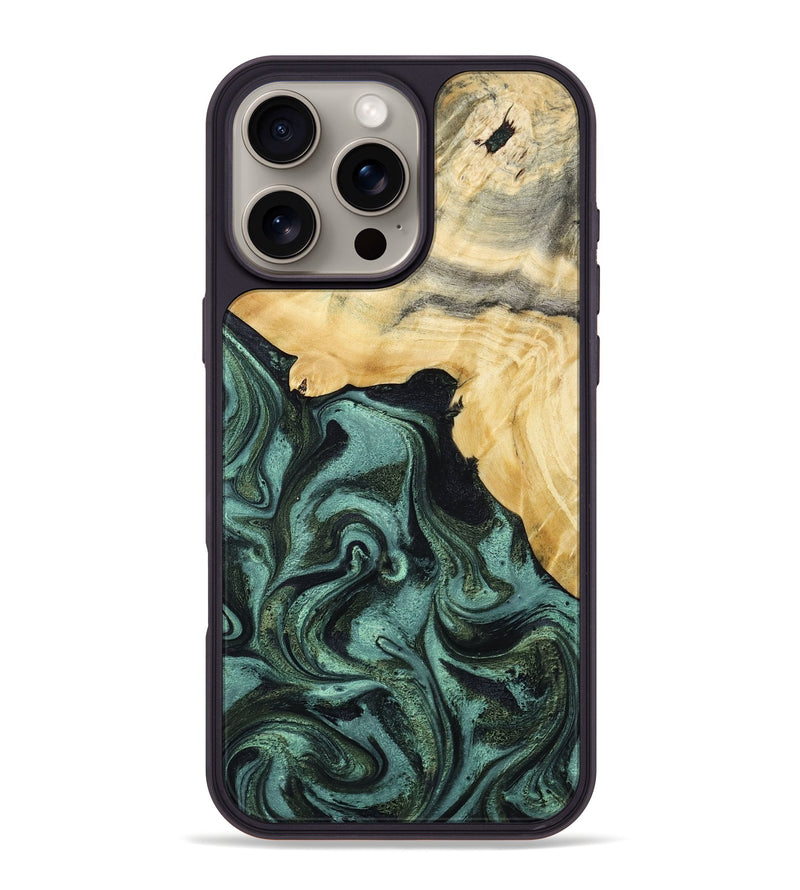iPhone 16 Pro Max Wood Phone Case - Brinley (Green, 801058)