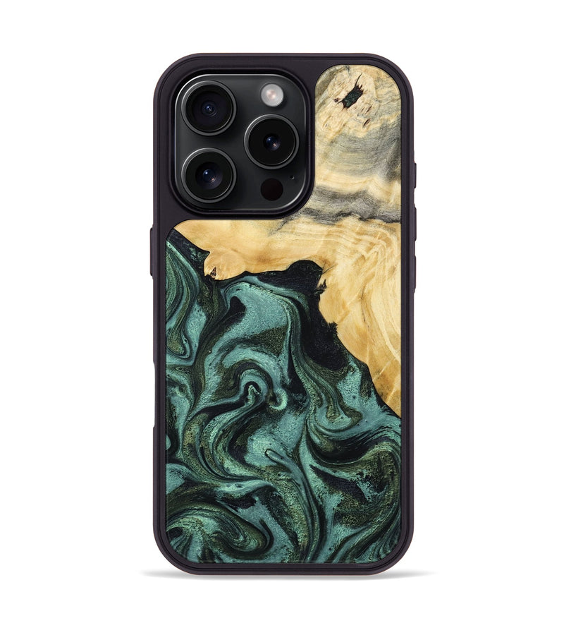 iPhone 16 Pro Wood Phone Case - Brinley (Green, 801058)