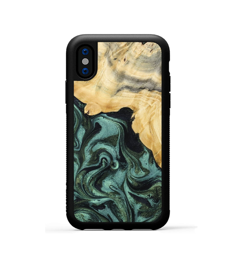 iPhone Xs Wood Phone Case - Brinley (Green, 801058)