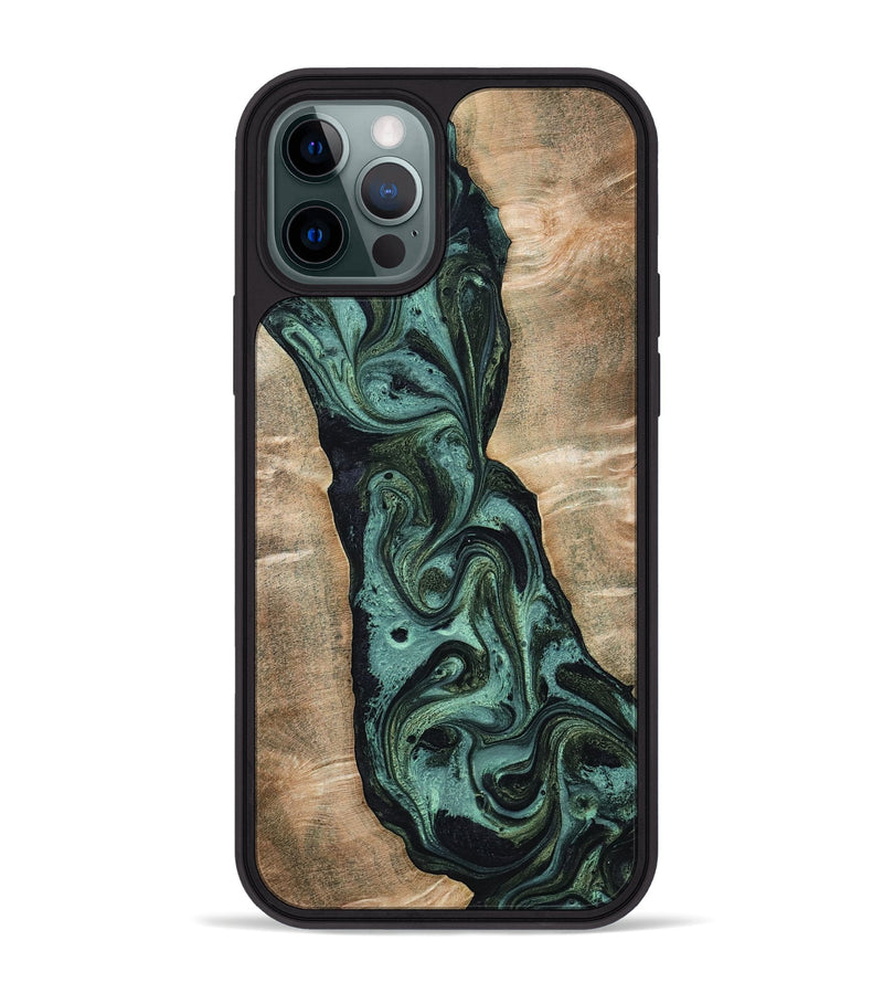 iPhone 12 Pro Max Wood Phone Case - Yolanda (Green, 801059)