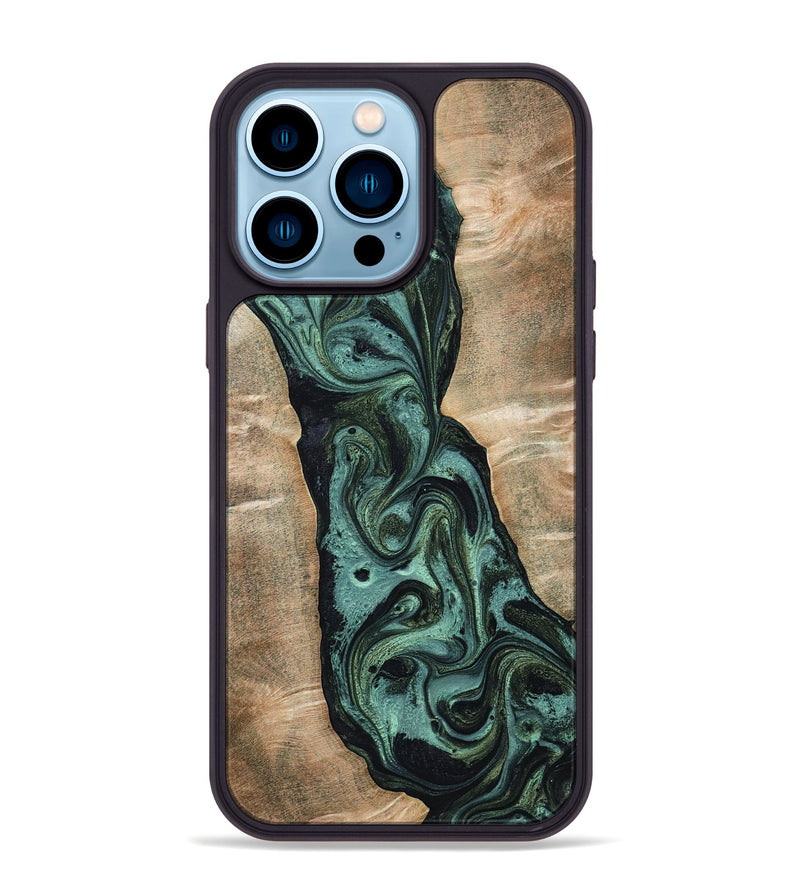 iPhone 14 Pro Max Wood Phone Case - Yolanda (Green, 801059)