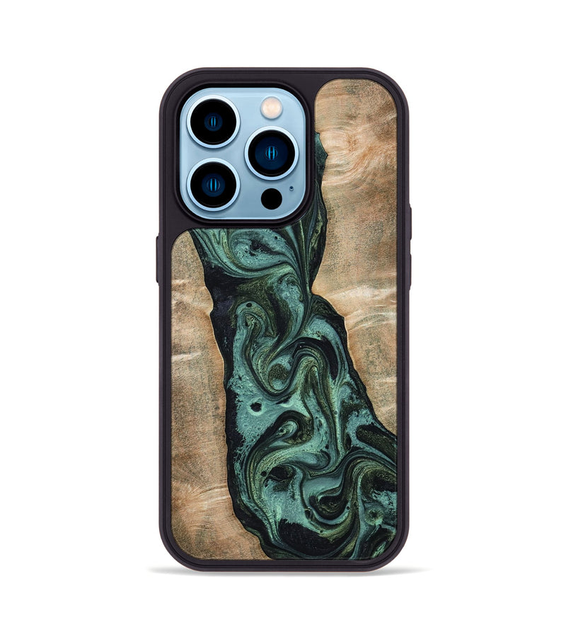 iPhone 14 Pro Wood Phone Case - Yolanda (Green, 801059)
