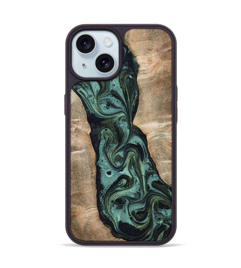 iPhone 15 Wood Phone Case - Yolanda (Green, 801059)
