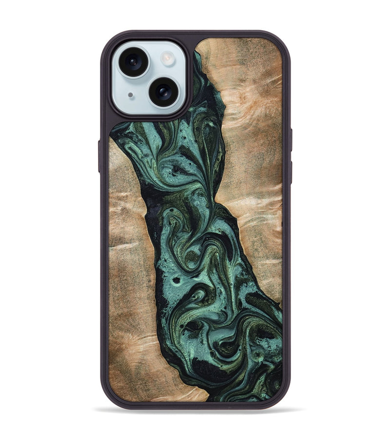 iPhone 15 Plus Wood Phone Case - Yolanda (Green, 801059)