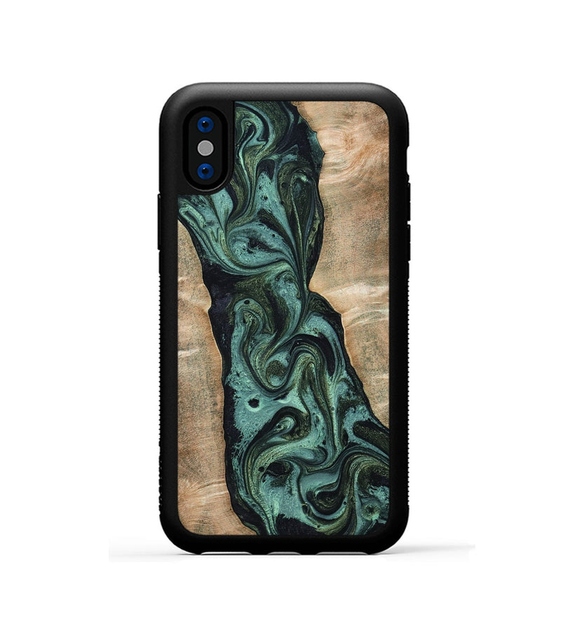 iPhone Xs Wood Phone Case - Yolanda (Green, 801059)