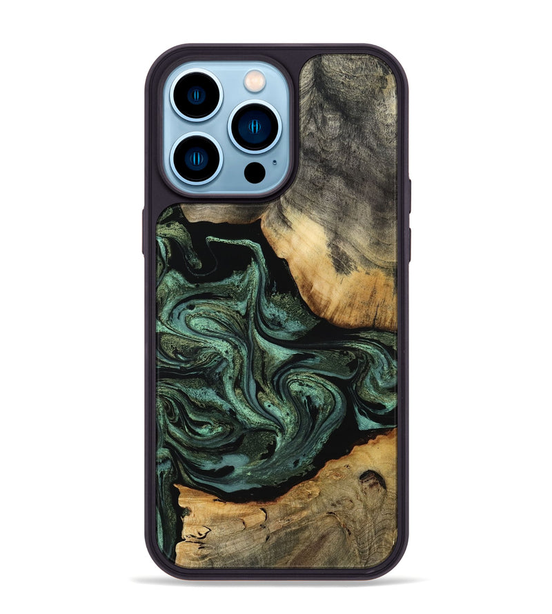 iPhone 14 Pro Max Wood Phone Case - Camren (Green, 801060)