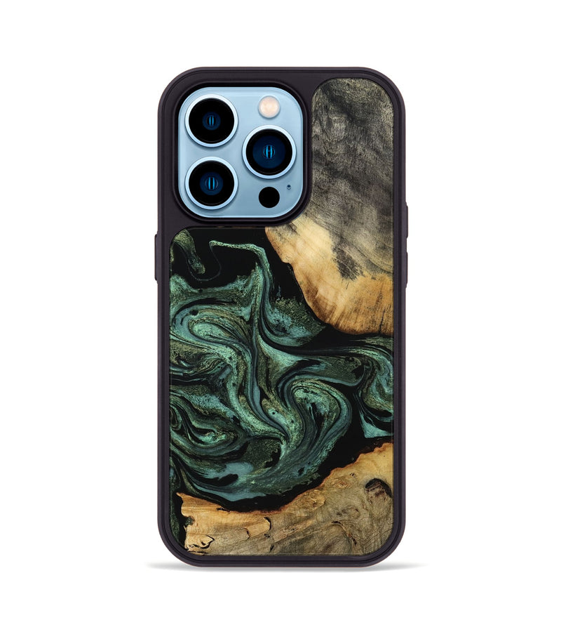 iPhone 14 Pro Wood Phone Case - Camren (Green, 801060)