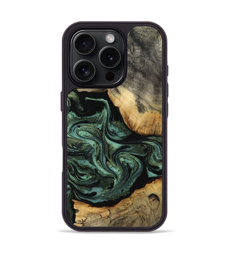 iPhone 16 Pro Wood Phone Case - Camren (Green, 801060)