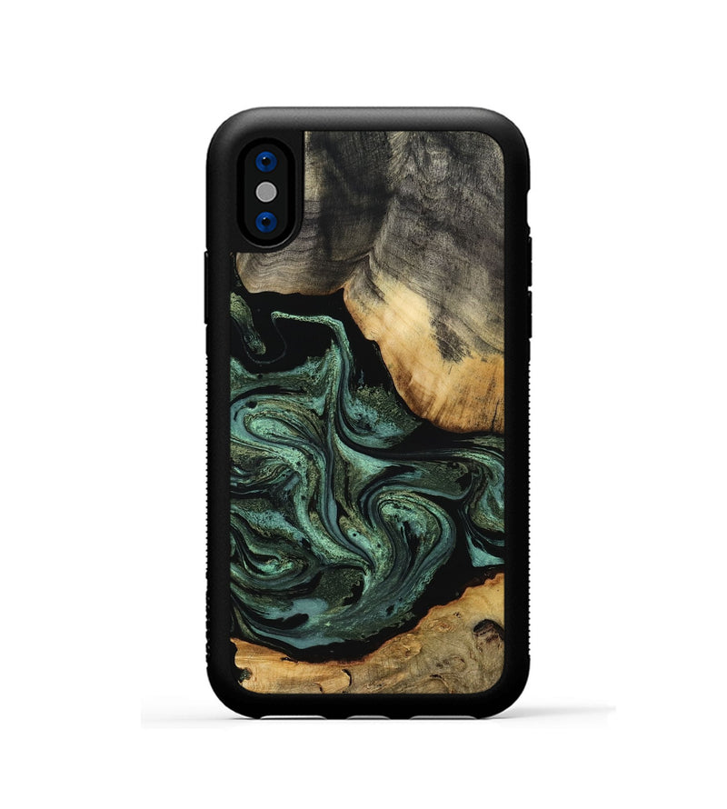 iPhone Xs Wood Phone Case - Camren (Green, 801060)