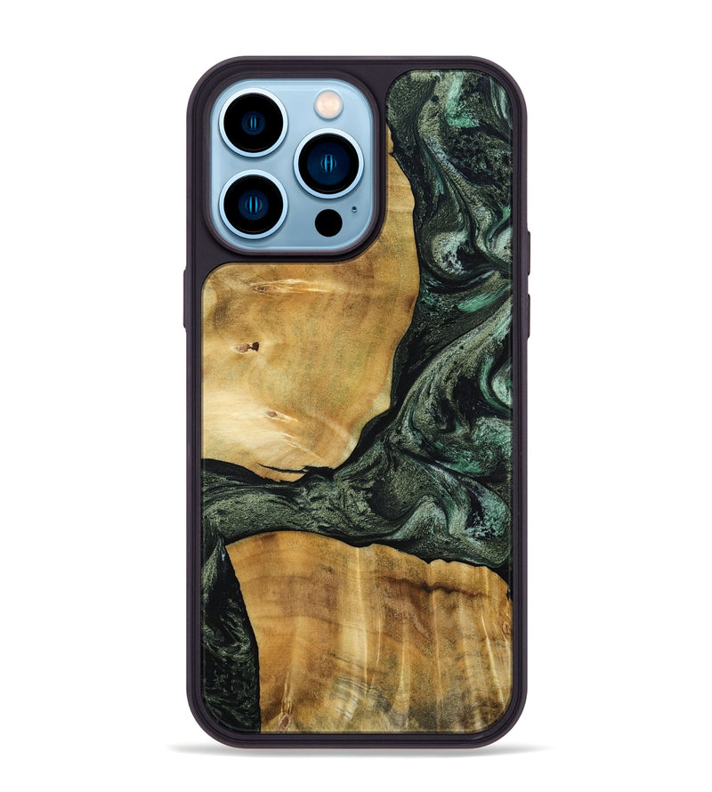 iPhone 14 Pro Max Wood Phone Case - Neriah (Green, 801061)