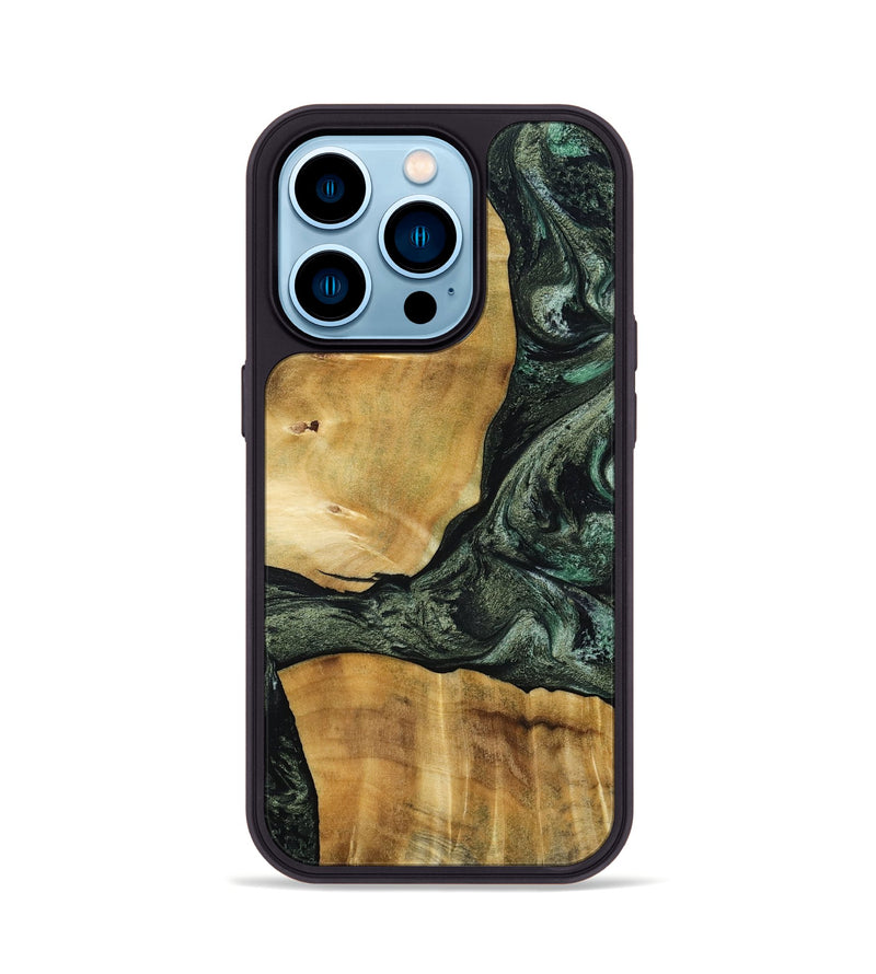 iPhone 14 Pro Wood Phone Case - Neriah (Green, 801061)