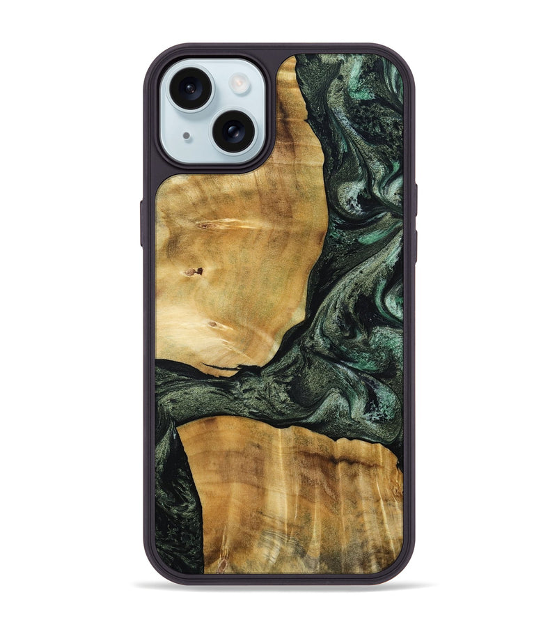 iPhone 15 Plus Wood Phone Case - Neriah (Green, 801061)