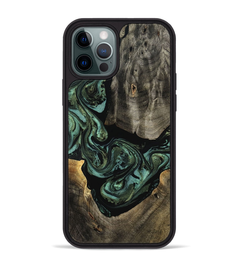 iPhone 12 Pro Max Wood Phone Case - Elliot (Green, 801062)