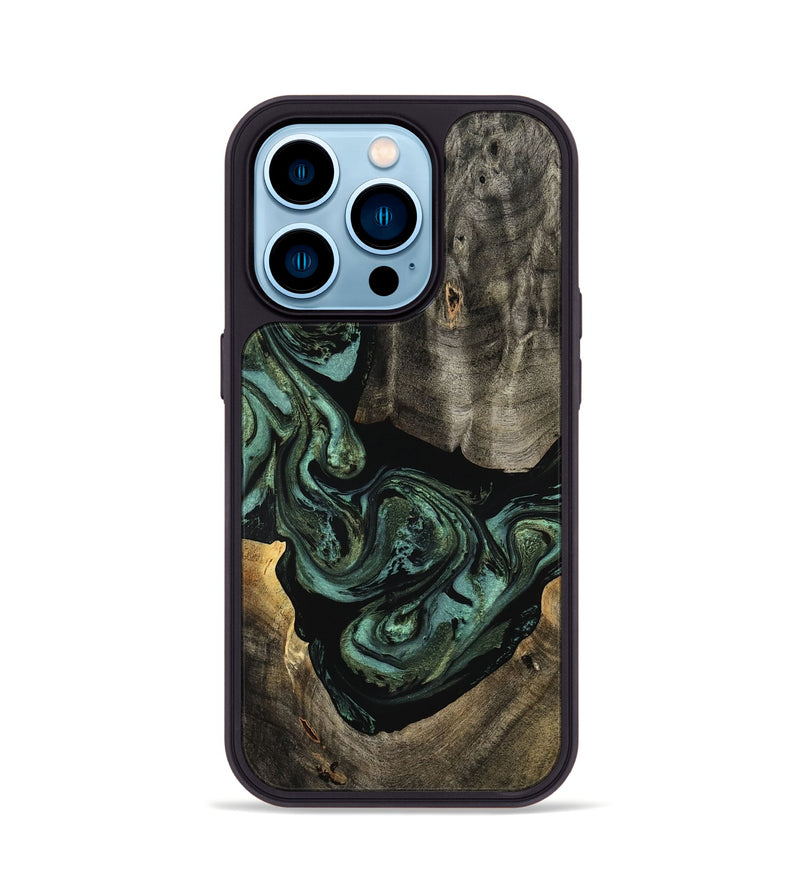 iPhone 14 Pro Wood Phone Case - Elliot (Green, 801062)