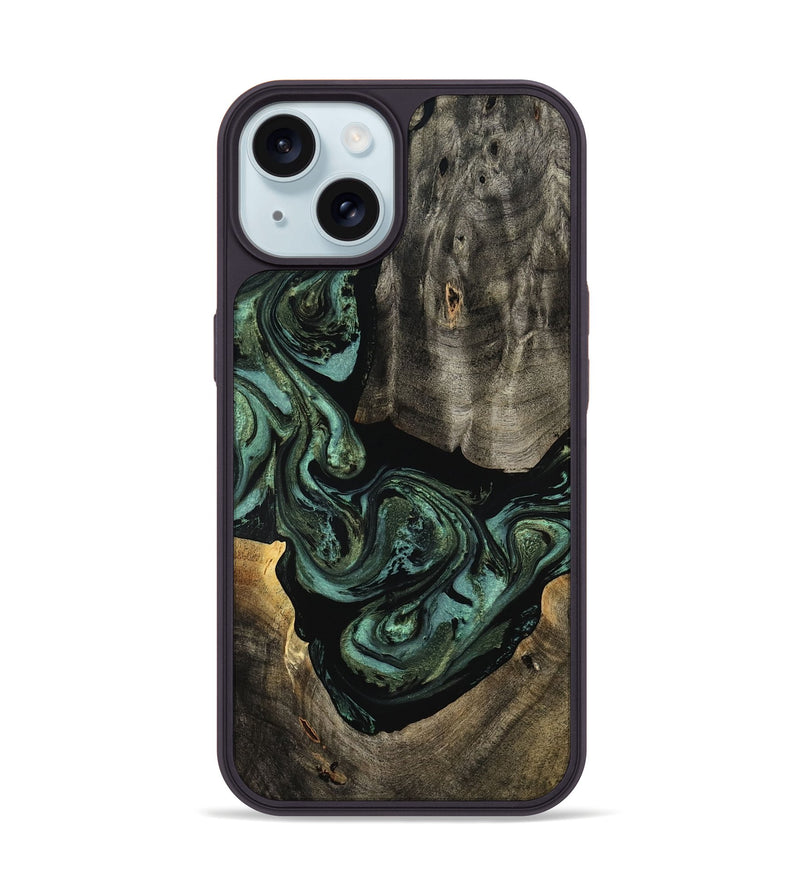 iPhone 15 Wood Phone Case - Elliot (Green, 801062)