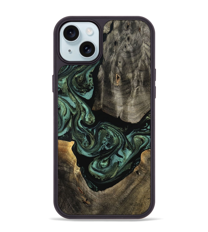 iPhone 15 Plus Wood Phone Case - Elliot (Green, 801062)
