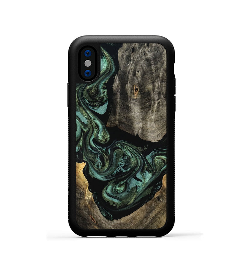 iPhone Xs Wood Phone Case - Elliot (Green, 801062)