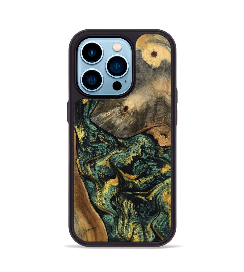 iPhone 14 Pro Wood Phone Case - Yael (Green, 801063)