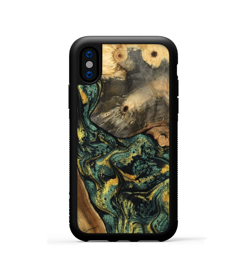 iPhone Xs Wood Phone Case - Yael (Green, 801063)