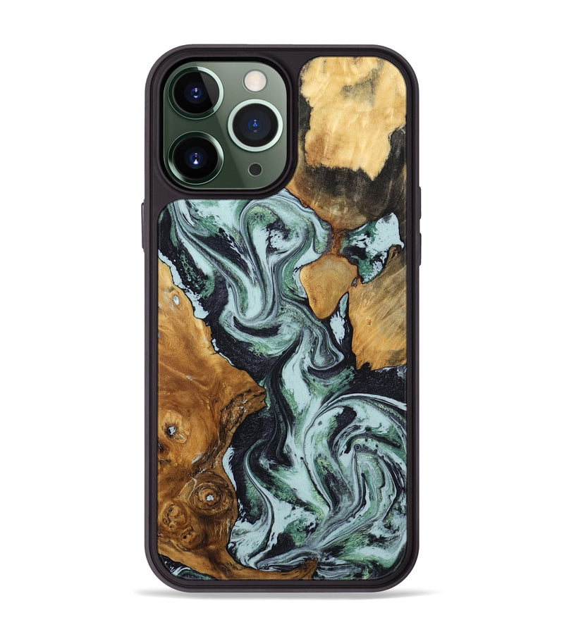 iPhone 13 Pro Max Wood Phone Case - Bria (Green, 801068)