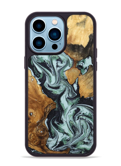 iPhone 14 Pro Max Wood Phone Case - Bria (Green, 801068)