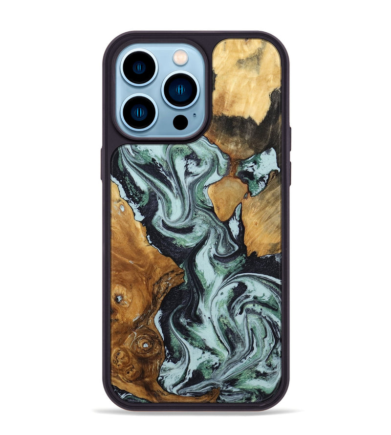 iPhone 14 Pro Max Wood Phone Case - Bria (Green, 801068)