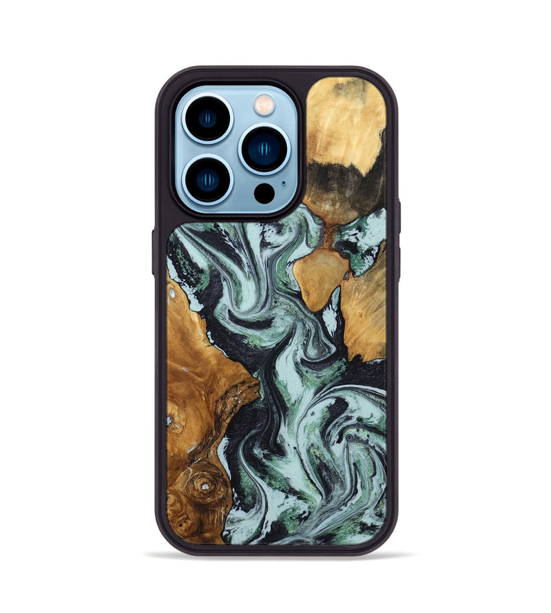 iPhone 14 Pro Wood Phone Case - Bria (Green, 801068)